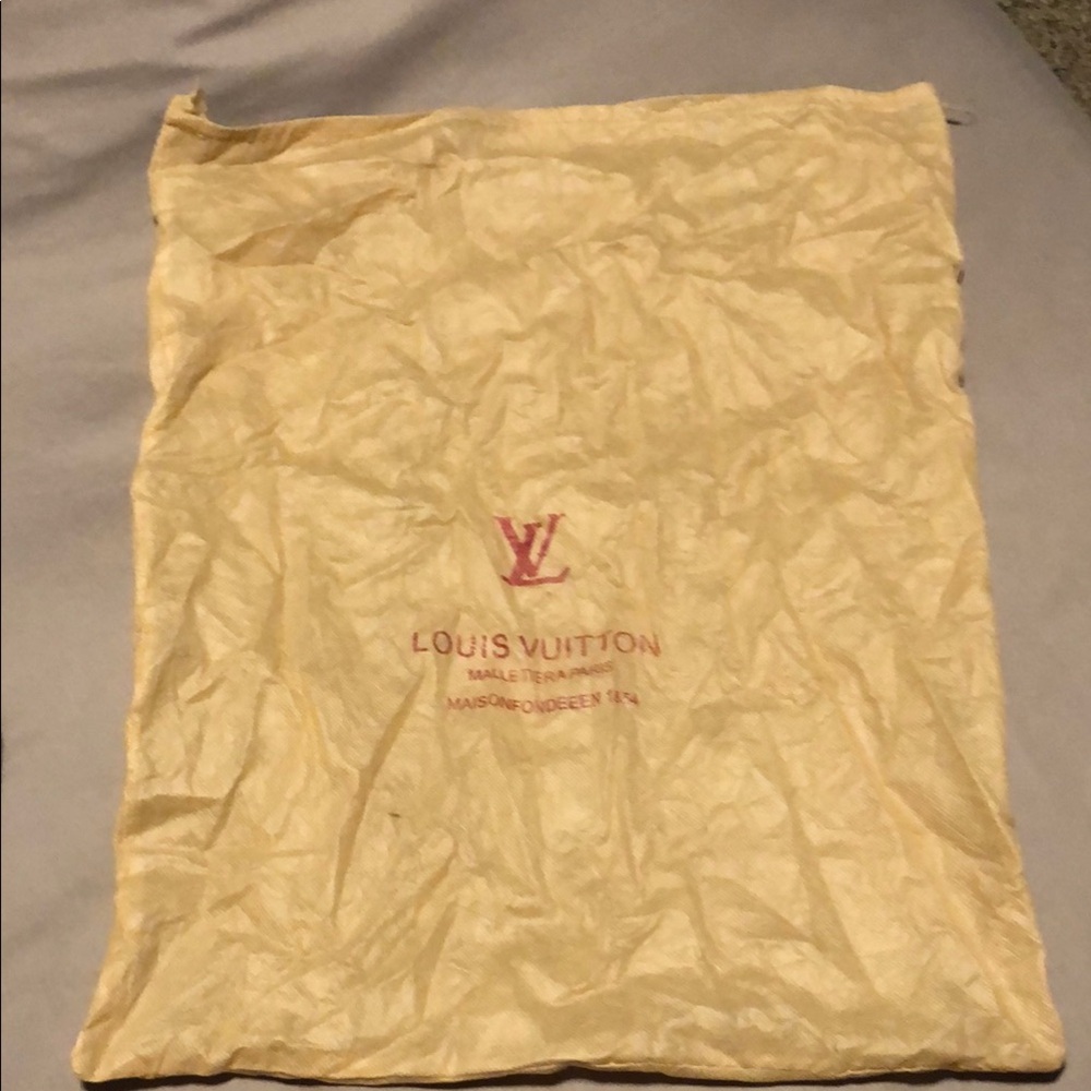 Louis Vuitton Cream Dust Bag with Red Logo